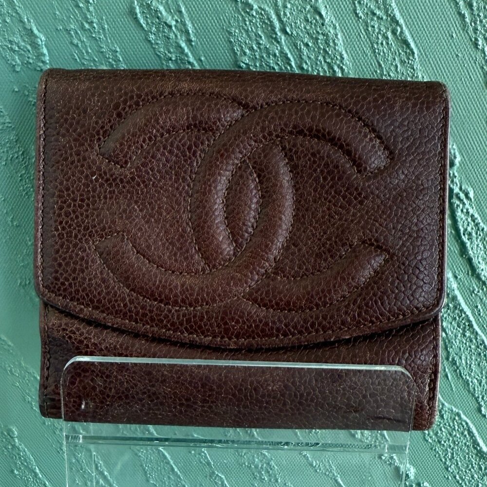 Vintage Chanel Caviar Brown Flap Wallet